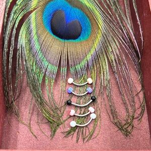 16g Colorful Curved Barbell Eyebrow Body Jewelry Set (660143)